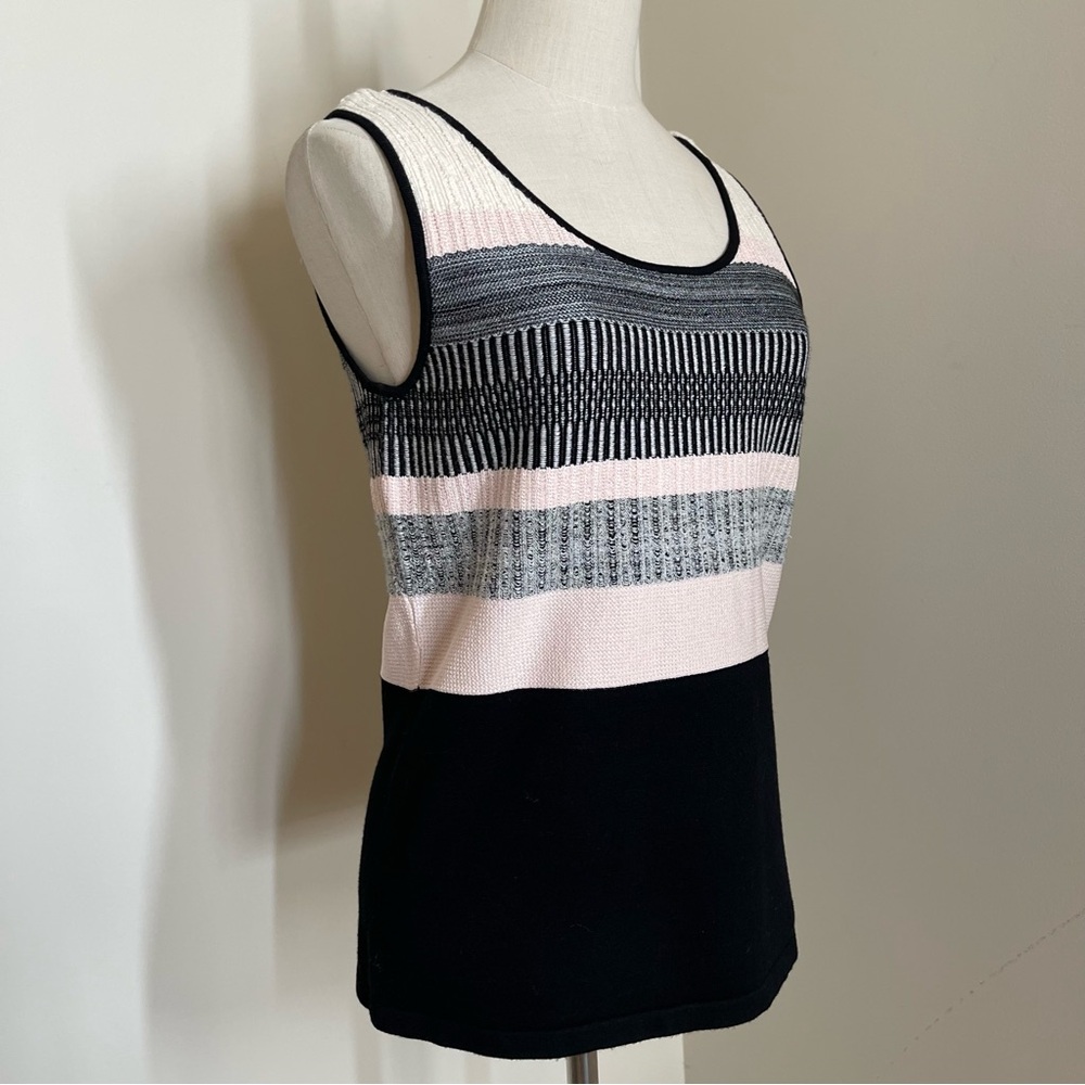 Carlisle Collection Women’s Black Blush Multi-Textured Sleeveless Sweater Tank-S